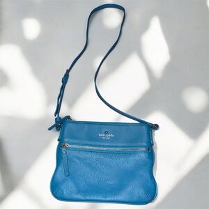 Kate Spade Teal Blue Pebbled Leather Crossbody Purse